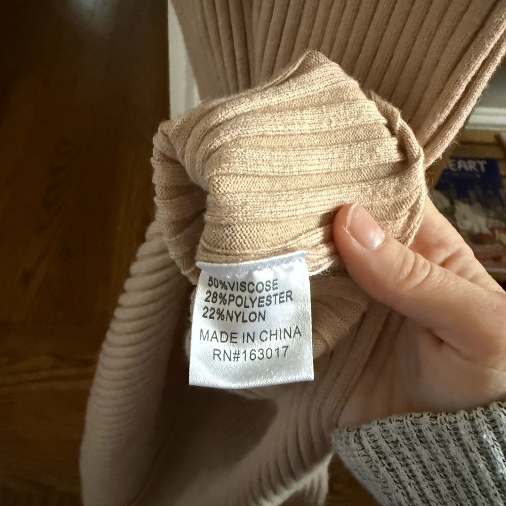 Princess Polly Long Sleeve Ribbed Dress in Beige - Picture 3 of 4